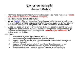 Exclusion mutuelle Thread Mutex