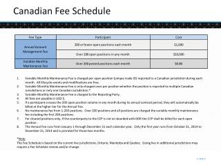 Canadian Fee Schedule