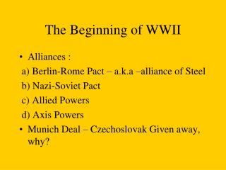 The Beginning of WWII