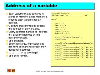 Address of a variable