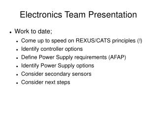 Electronics Team Presentation