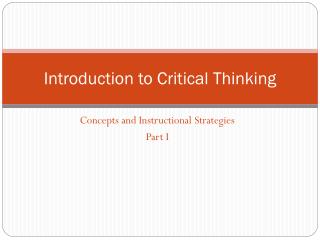 Introduction to Critical Thinking