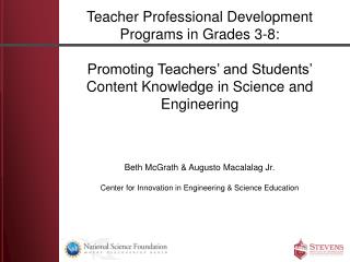 Teacher Professional Development Programs in Grades 3-8: