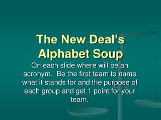 The New Deal’s Alphabet Soup