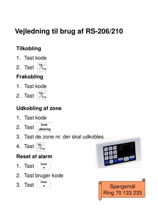 Vejledning til brug af RS-206/210