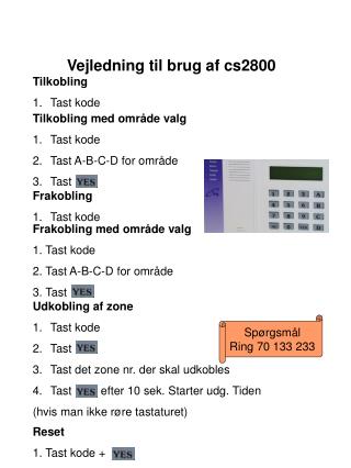 Vejledning til brug af cs2800