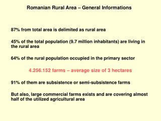 Romanian Rural Area – General Informations