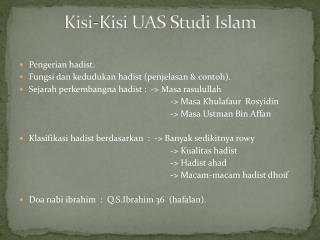 Kisi-Kisi UAS Studi Islam