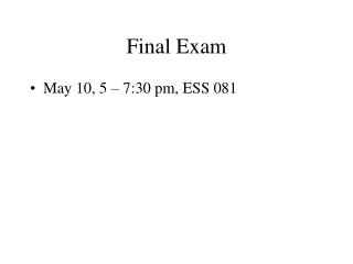 Final Exam