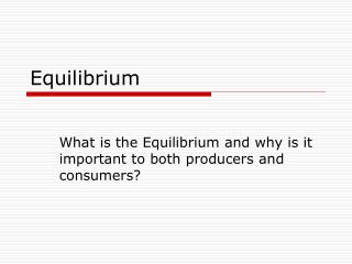 Equilibrium