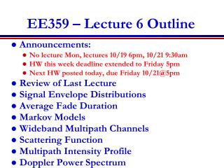 EE359 – Lecture 6 Outline