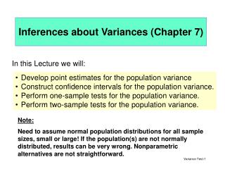 Inferences about Variances ( Chapter 7)