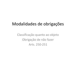 Modalidades de obrigações