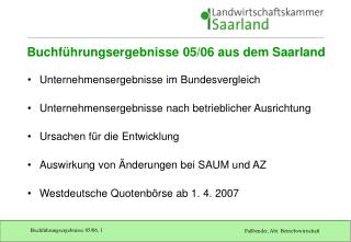 Buchführungsergebnisse 05/06 aus dem Saarland