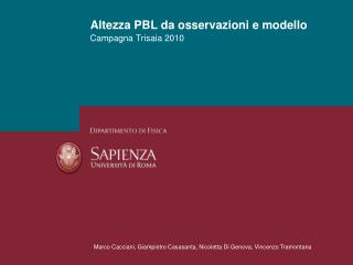 Altezza PBL da osservazioni e modello