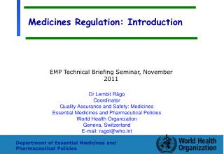 Medicines Regulation: Introduction