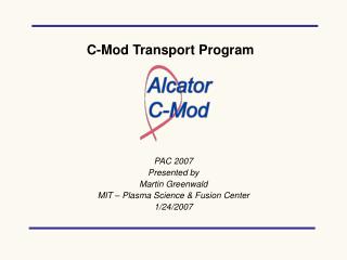 C-Mod Transport Program