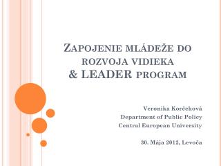 Zapojenie mládeže do rozvoja vidieka &amp; LEADER program