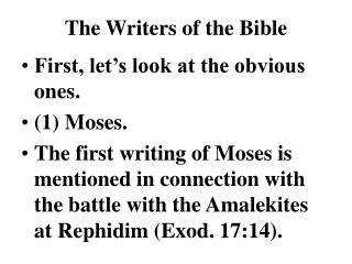 The Writers of the Bible