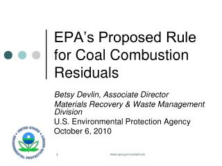 EPA’s Proposed Rule for Coal Combustion Residuals