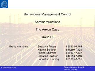 Behavioural Management Control Seminarquestions The Aexon Case Group D2
