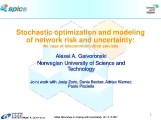 Alexei A. Gaivoronski Norwegian University of Science and Technology