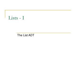 Lists - I