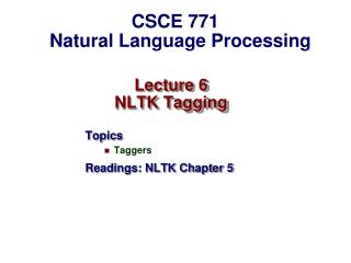 Lecture 6 NLTK Tagging