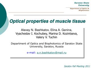 Optical properties of muscle tissue