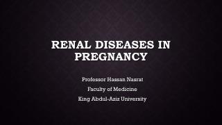 Renal Diseases In Pregnancy