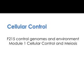 Cellular Control
