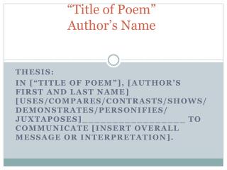 “Title of Poem” Author’s Name