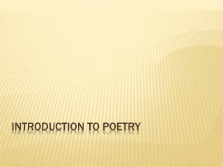 Introduction to Poetry