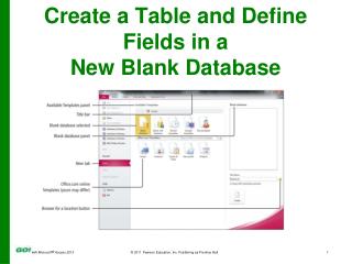 Create a Table and Define Fields in a New Blank Database