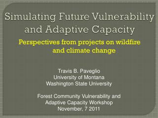 Simulating Future Vulnerability and Adaptive Capacity