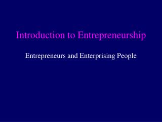 Introduction to Entrepreneurship