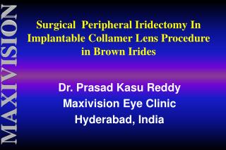 Dr. Prasad Kasu Reddy Maxivision Eye Clinic Hyderabad, India