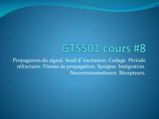 GTS501 cours #8