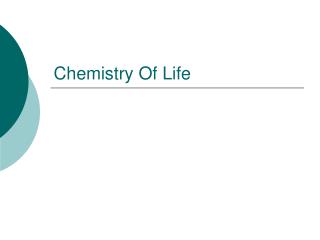 Chemistry Of Life