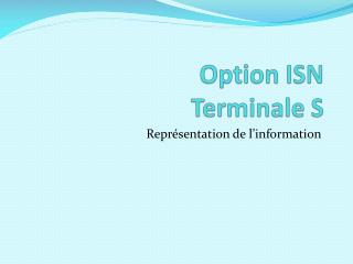 Option ISN Terminale S