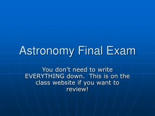 Astronomy Final Exam