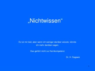 „ Nichtwissen “