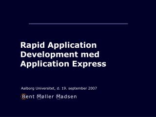 Rapid Application Development med Application Express