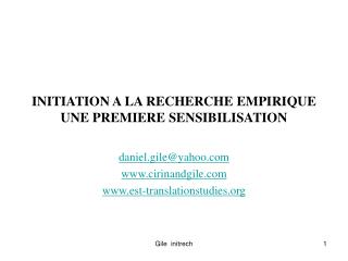 INITIATION A LA RECHERCHE EMPIRIQUE UNE PREMIERE SENSIBILISATION