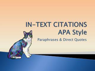 IN-TEXT CITATIONS APA Style