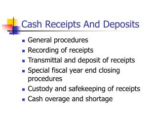 Cash Receipts And Deposits