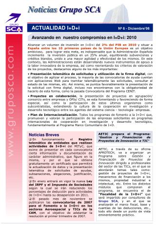 ACTUALIDAD I+D+i		 Nº 6 - Diciembre’06