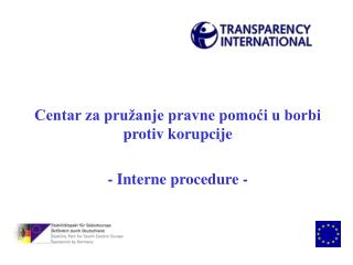 Centar za pružanje pravne pomoći u borbi protiv korupcije - Interne procedure -