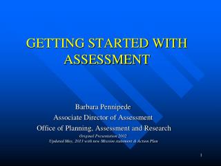 GETTING STARTED WITH ASSESSMENT