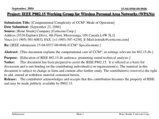 Project: IEEE P802.15 Working Group for Wireless Personal Area Networks (WPANs)